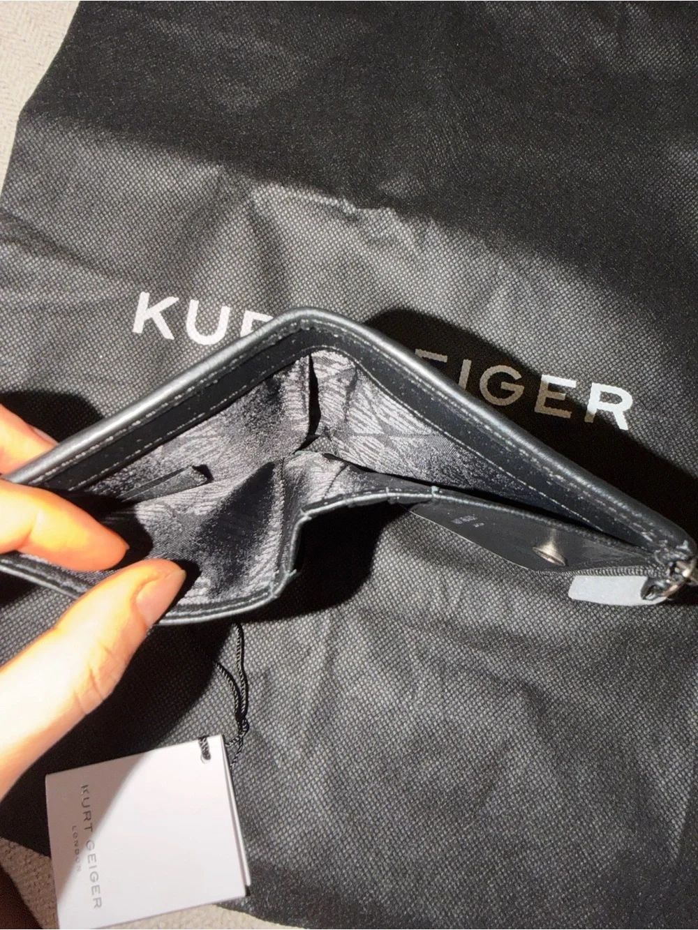 Kurt Geiger Black Quilted Leather Card & Key Holder
